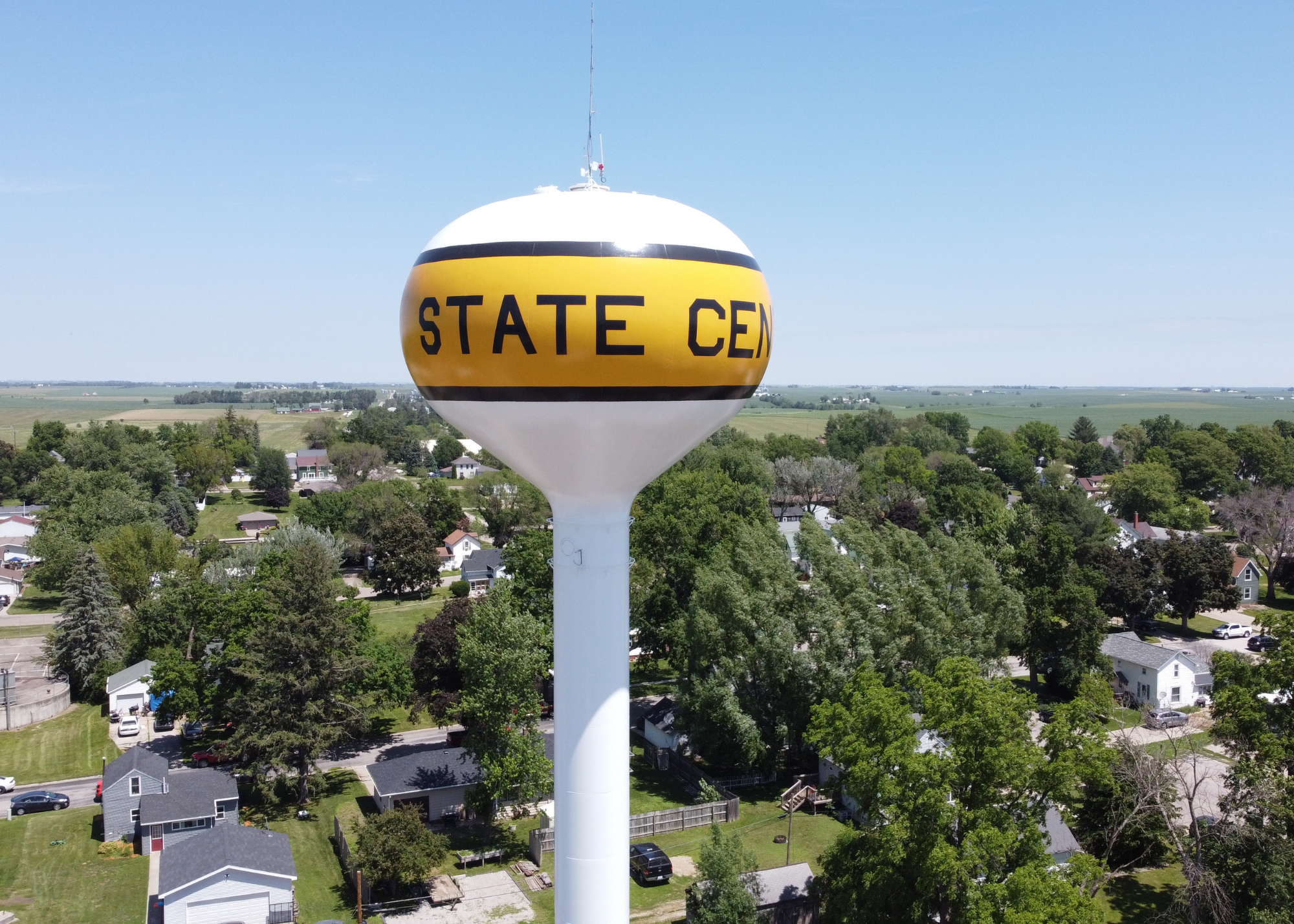 The water tower in State Center, Iowa